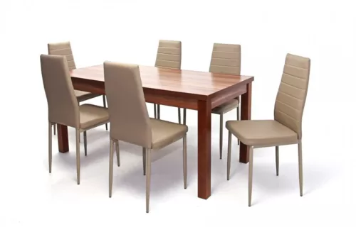 KUDA3 asztal 160-as Szilva + 6 db szék Cappuccino XEVE6