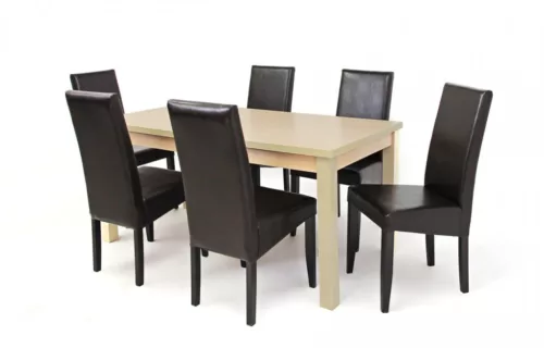 KUDA3 asztal 160-as Juhar + 6 db szék Sötétbarna/Wenge BAFA6