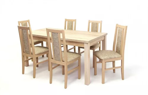 KUDA3 asztal 160-as Sonoma + 6 db szék Sonoma LEPU8
