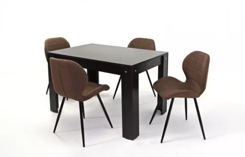 KEBU4 asztal 120-as Wenge + 4 db szék Barna FUPE3