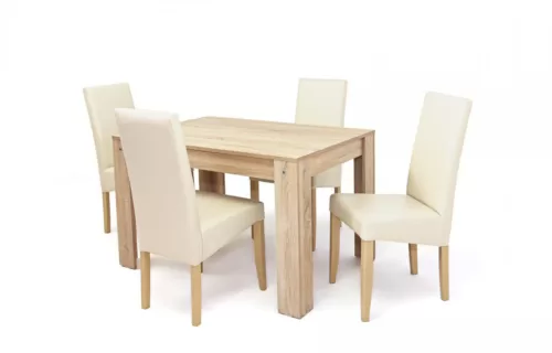 KEBU4 asztal 120-as Sonoma + 4 db szék Beige/Sonoma BAFA6