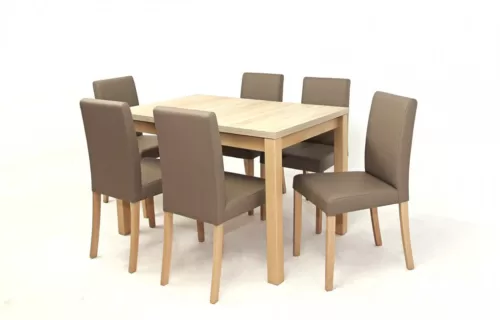 XEVU7 asztal 120-as Sonoma + 6 db FERA9 szék Sonoma