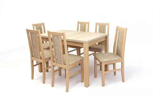 XEVU7 asztal 120-as Sonoma + 6 db LEPU8 szék Sonoma