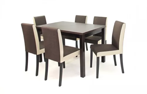 XEVU7 asztal 120-as Wenge + 6 db FERA9 szék Wenge/Szövetes
