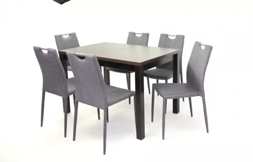 XEVU7 asztal 120-as Wenge + 6 db szék Szürke NUWA4