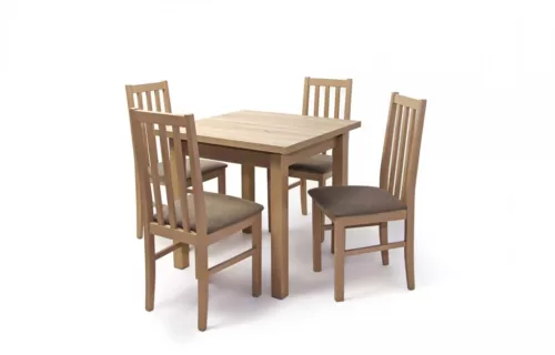 WUTU7 asztal 80x80-as Sonoma + 4 db szék Sonoma MAHU7