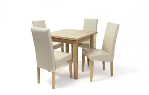 WUTU7 asztal 80x80-as Sonoma + 4 db szék Beige/Sonoma BAFA6