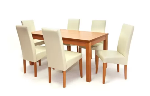 KUDA3 asztal 160-as Éger + 6 db szék Beige/Éger BAFA6