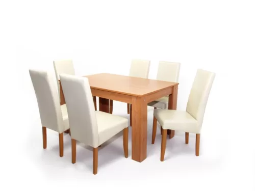 LUVA4 asztal 135-ös Éger + 6 db szék Beige/Éger BAFA6