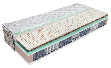 LENER NATURE BALANCE ízületvédő, pontrugalmas gumilatex és latexált kókusz fekvőfelületű topperrel (forgatható) egybeépített zónásított táskarugós matrac nedvesség- és hőszabályozó, hipoallergén huzatban